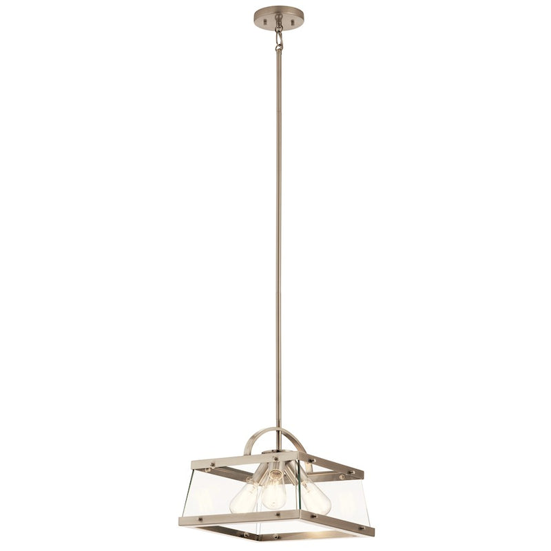 Kichler Darton 14in 3-Light Pendant | Classic Pewter Steel and Clear Glass | Kitchen Island & Dining Room | 14 x 10 in | Model 52125CLP