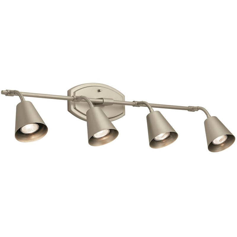 Kichler Sylvia 45in 6-Light Rail Light | Mid-Century Satin Nickel Steel | Kitchen Island & Hallway | 45 x 4.75 x 9.5 in | Model 52130SN