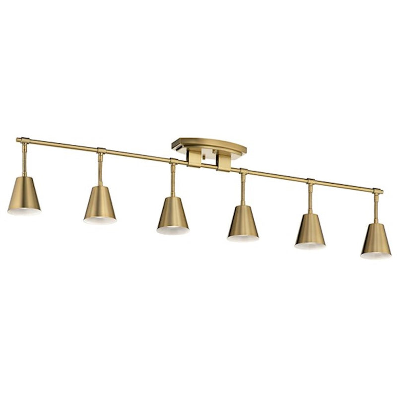 Kichler Sylvia 45in 6-Light Rail Light | Mid-Century Satin Nickel Steel | Kitchen Island & Hallway | 45 x 4.75 x 9.5 in | Model 52130SN
