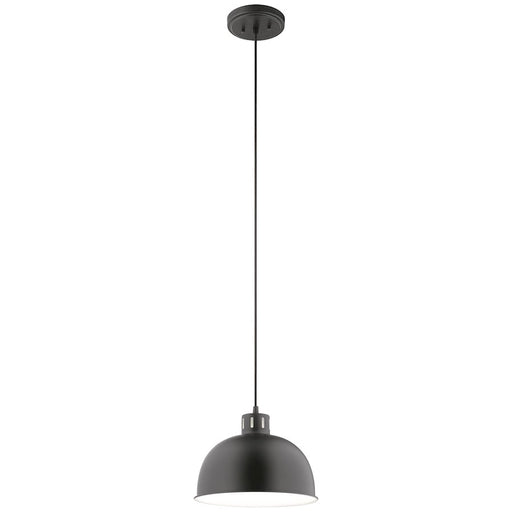Kichler Zailey 9in 1-Light Pendant | Industrial Black Steel Shade | Kitchen Island | 12 x 12 x 9 in | Model 52152BK