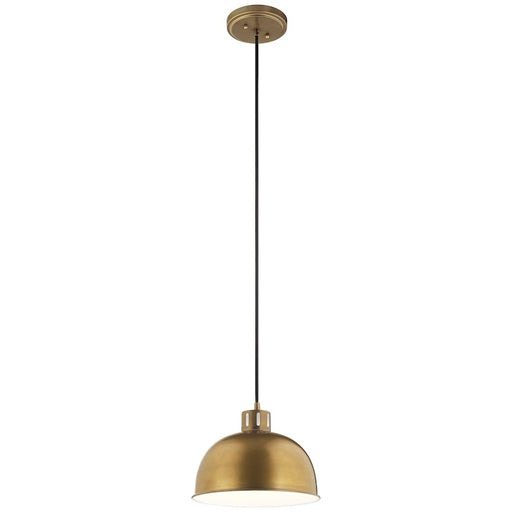 Kichler Zailey 9in 1-Light Pendant | Contemporary Natural Brass Steel | Kitchen Island & Dining Room | 11.5 x 9 in, Dry Rated | Model 52152NBR