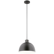 Kichler Zailey 12.5in 1-Light Pendant | Industrial Black Steel Dome Shade | Kitchen Island & Dining Room | 15.75 x 12.5 in | Model 52153BK