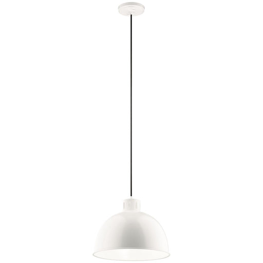 Kichler Zailey 12in 1-Light Pendant | Industrial White Steel Dome Shade | Kitchen Island & Dining Room | 16 x 12 in | Model 52153WH