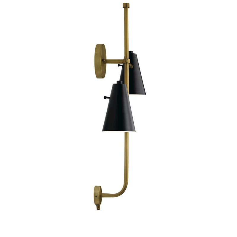 Kichler Sylvia 2-Light Wall Sconce | Mid-Century Modern White Metal Shade | Bedroom & Hallway Accent | 18.25 x 30.5 x 6.75 in | Model 52174WH