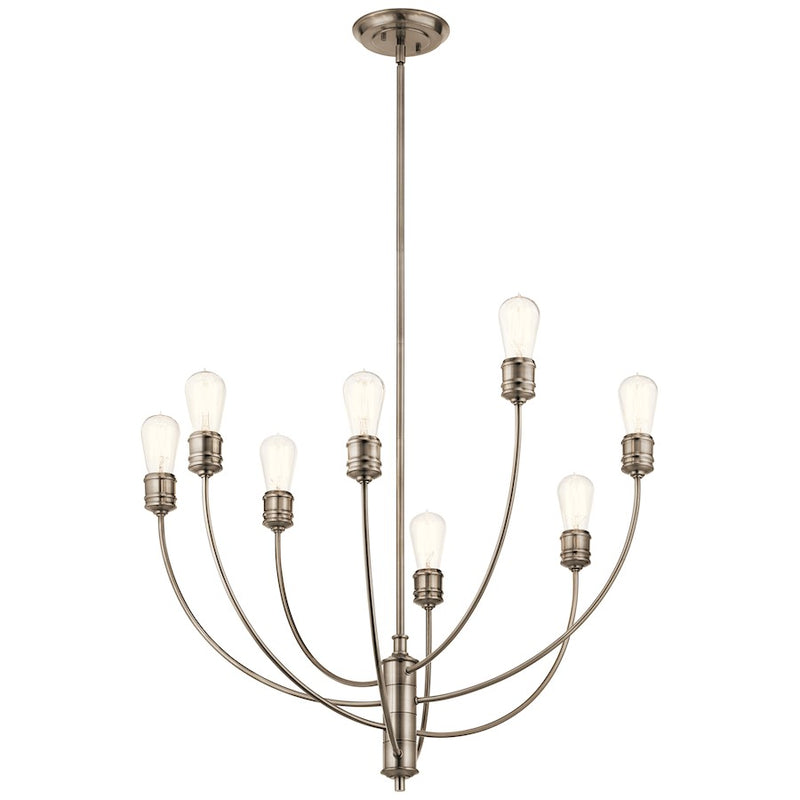 Kichler Hatton 30in 8-Light Chandelier | Industrial Satin Bronze Steel | Dining Room & Living Room | 30 x 33.5 in | Model 52255SB
