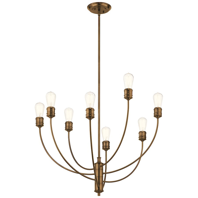 Kichler Hatton 30in 8-Light Chandelier | Industrial Satin Bronze Steel | Dining Room & Living Room | 30 x 33.5 in | Model 52255SB