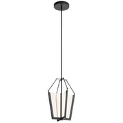 Kichler Calters 14in 1-Light LED Pendant | Contemporary Black Aluminum/Steel | Kitchen Island & Dining Room | 13.75 x 19.75 in | Model 52291BKLED