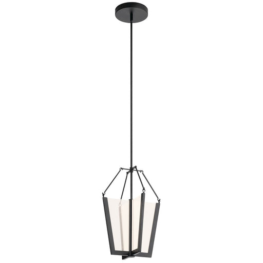 Kichler Calters 14in 1-Light LED Pendant | Contemporary Black Aluminum/Steel | Kitchen Island & Dining Room | 13.75 x 19.75 in | Model 52291BKLED