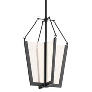 Kichler Calters 14in 1-Light LED Pendant | Contemporary Black Aluminum/Steel | Kitchen Island & Dining Room | 13.75 x 19.75 in | Model 52291BKLED