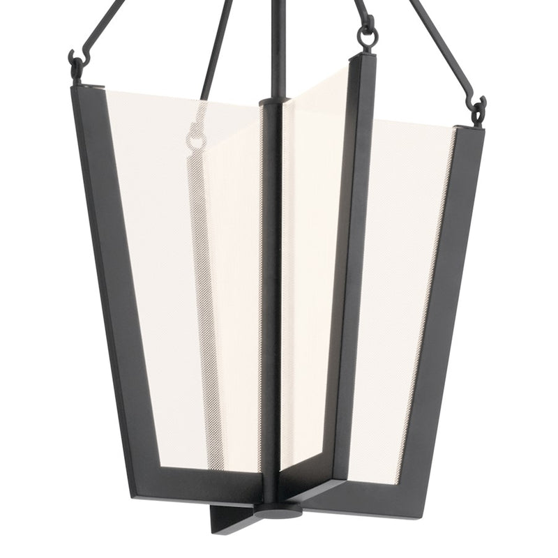 Kichler Calters 14in 1-Light LED Pendant | Contemporary Black Aluminum/Steel | Kitchen Island & Dining Room | 13.75 x 19.75 in | Model 52291BKLED