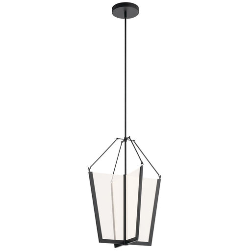 Kichler Calters 28.5in 1-Light LED Foyer Pendant | Contemporary Black Aluminum/Steel | Entryway & Foyer | 21 x 28.5 in | Model 52292BKLED