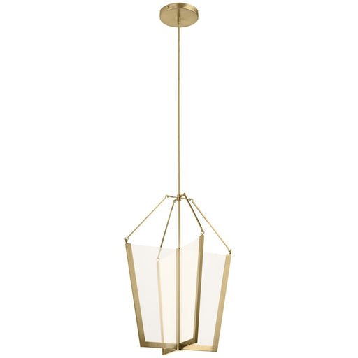 Kichler Calters 21in 1-Light LED Foyer Pendant | Contemporary Champagne Gold Aluminum/Steel | Entryway & Dining Room | Model 52292CGLED