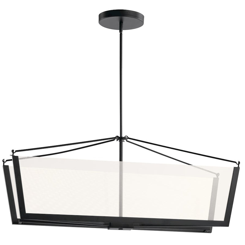 Kichler Calters 38in LED Linear Chandelier | Contemporary Champagne Gold Steel | Dining Room & Kitchen Island | 38 x 14 x 14 in | Model 52293CGLED