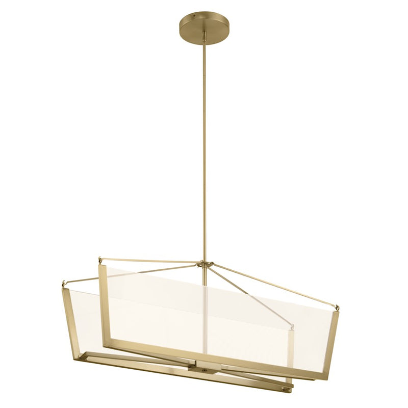 Kichler Calters 38in LED Linear Chandelier | Contemporary Champagne Gold Steel | Dining Room & Kitchen Island | 38 x 14 x 14 in | Model 52293CGLED