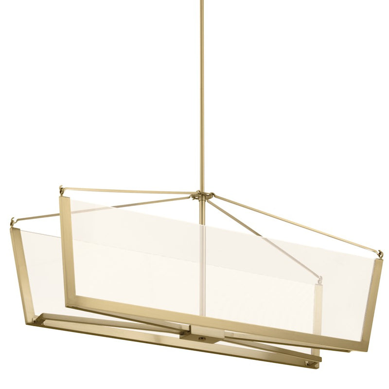 Kichler Calters 38in LED Linear Chandelier | Contemporary Champagne Gold Steel | Dining Room & Kitchen Island | 38 x 14 x 14 in | Model 52293CGLED