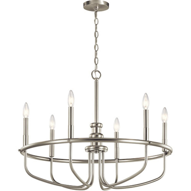 Kichler Capitol Hill 35in 12-Light Chandelier | Traditional Brushed Nickel Steel | Living Room & Dining Room | 35 x 35 x 31 in | Model 52305NI