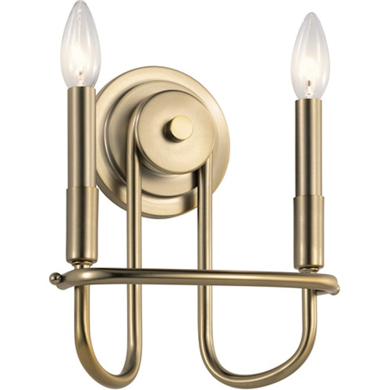 Kichler Capitol Hill 10.75in 2-Light Wall Sconce | Traditional Brushed Nickel Steel | Hallway & Bathroom Accent | 6in Extension | Model 52308NI