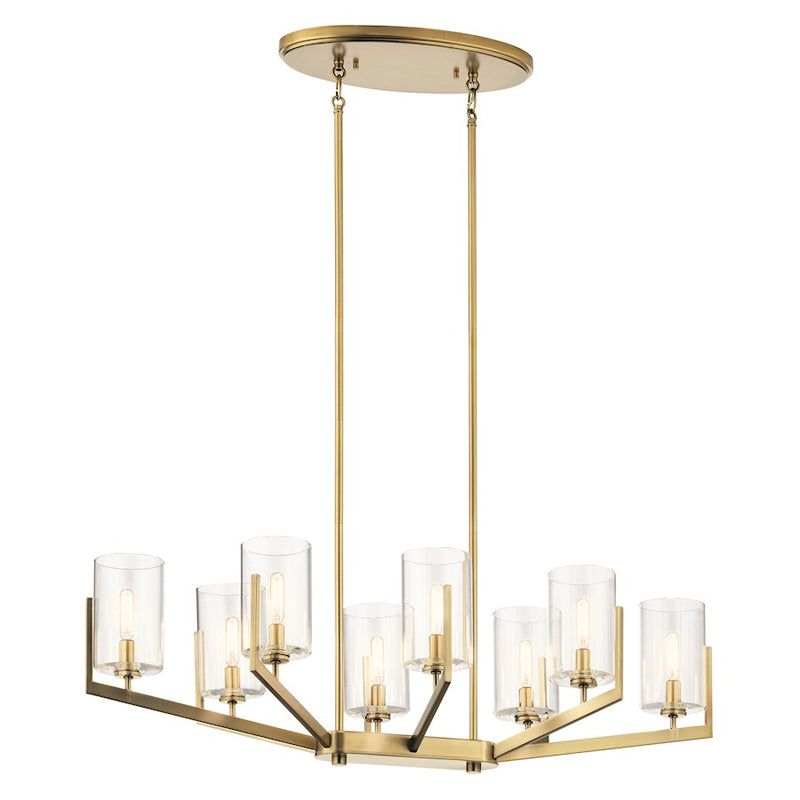 Kichler Nye 37in 8-Light Oval Chandelier | Mid-Century Classic Pewter and Clear Glass | Dining Room & Living Room | 37 x 17 x 14 in | Model 52315CLP