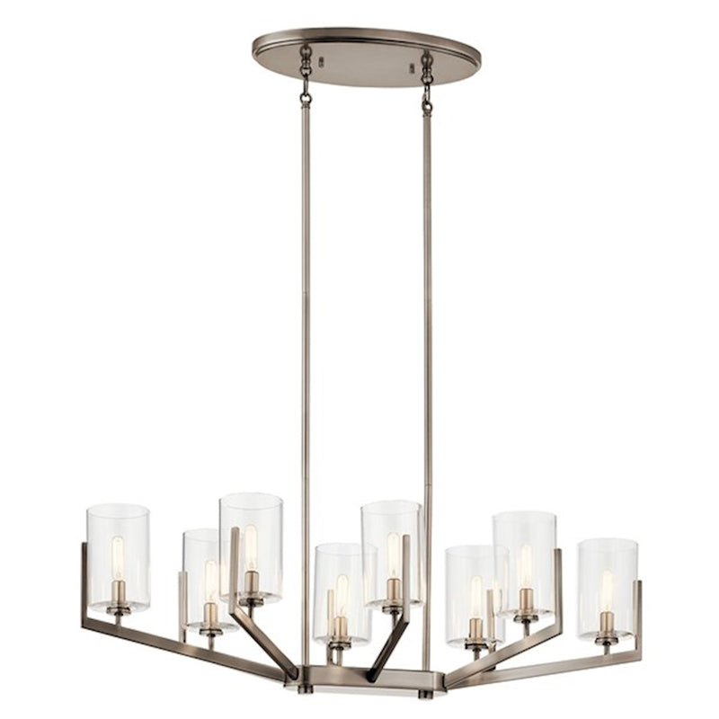 Kichler Nye 37in 8-Light Oval Chandelier | Mid-Century Classic Pewter and Clear Glass | Dining Room & Living Room | 37 x 17 x 14 in | Model 52315CLP