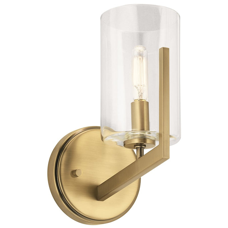 Kichler Nye 9.75in 1-Light Wall Sconce | Mid-Century Modern Classic Pewter and Clear Glass | Bedroom & Hallway Accent | 7.5in | Model 52316CLP