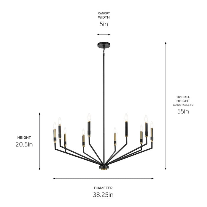 Kichler Armand 10 Light Candle 20.5" Chandelier 1 Tier Large, Black