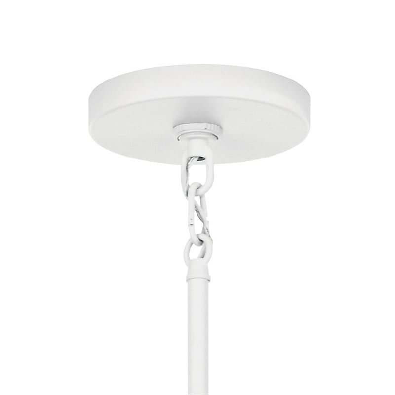 Kichler Armand 43in 12-Light Linear Chandelier | White Steel and Faux Leather | Dining Room & Living Room | 43 x 9.75 x 20 in | Model 52350WH