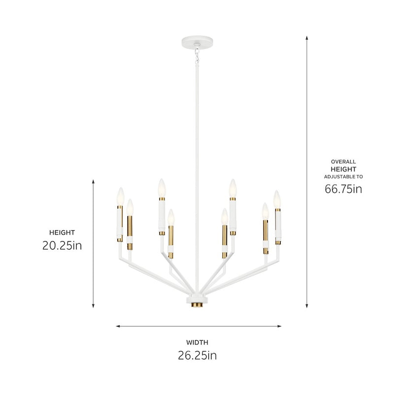 Kichler Armand 43in 12-Light Linear Chandelier | White Steel and Faux Leather | Dining Room & Living Room | 43 x 9.75 x 20 in | Model 52350WH