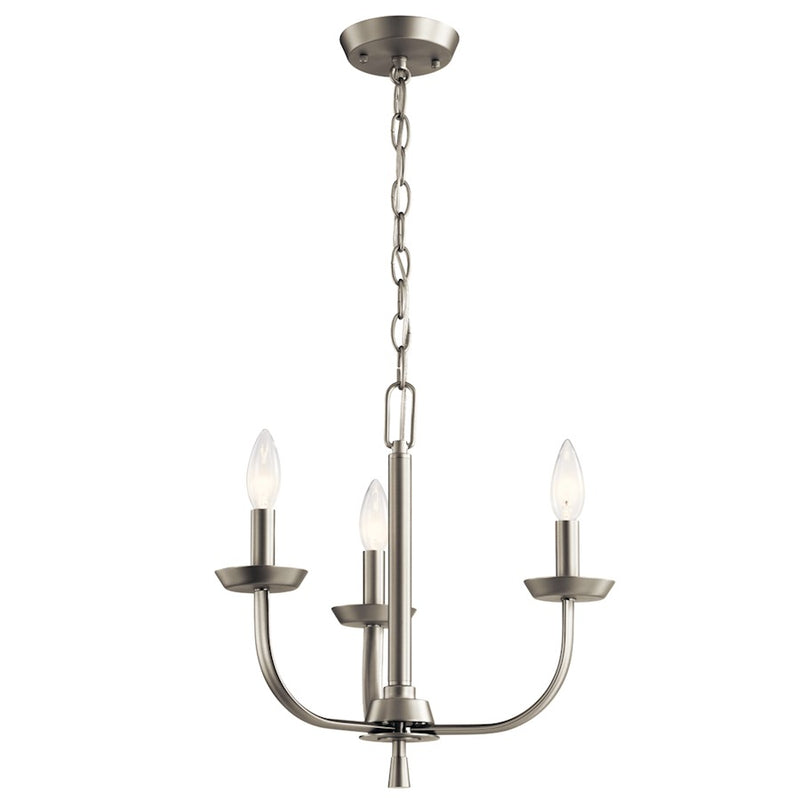 Kichler Kennewick 16in 3-Light Mini Chandelier | Traditional Olde Bronze Steel | Dining Room & Foyer | 16 x 14.75 in | Model 52383OZ