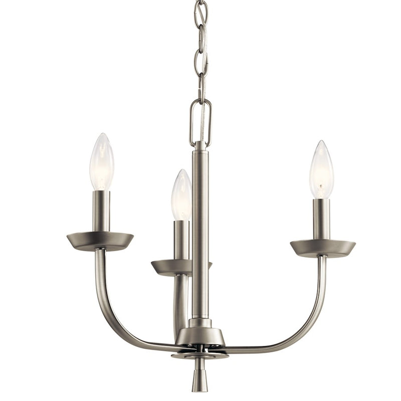 Kichler Kennewick 16in 3-Light Mini Chandelier | Traditional Olde Bronze Steel | Dining Room & Foyer | 16 x 14.75 in | Model 52383OZ