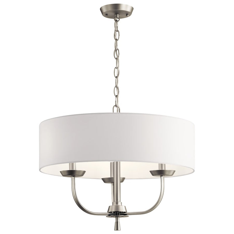 Kichler Kennewick 20in 3-Light Chandelier | Traditional Olde Bronze and White Fabric Shade | Dining Room & Living Room | 20 x 15 in | Model 52384OZ
