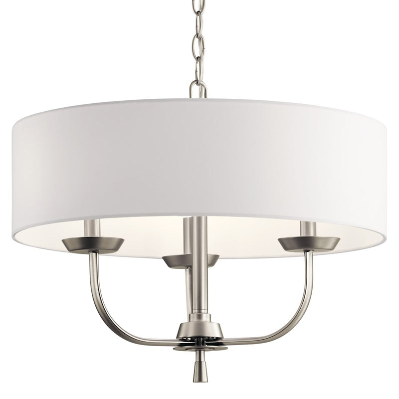 Kichler Kennewick 20in 3-Light Chandelier | Traditional Olde Bronze and White Fabric Shade | Dining Room & Living Room | 20 x 15 in | Model 52384OZ