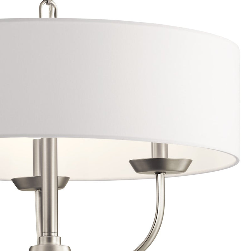 Kichler Kennewick 20in 3-Light Chandelier | Traditional Olde Bronze and White Fabric Shade | Dining Room & Living Room | 20 x 15 in | Model 52384OZ