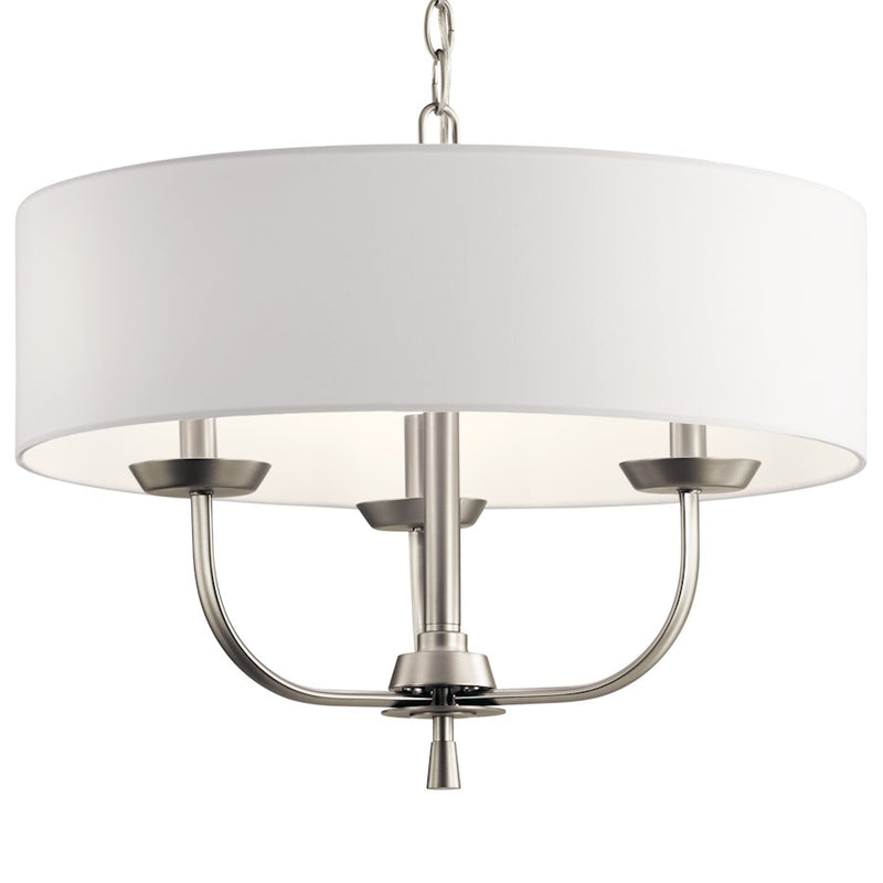 Kichler Kennewick 20in 3-Light Chandelier | Traditional Olde Bronze and White Fabric Shade | Dining Room & Living Room | 20 x 15 in | Model 52384OZ