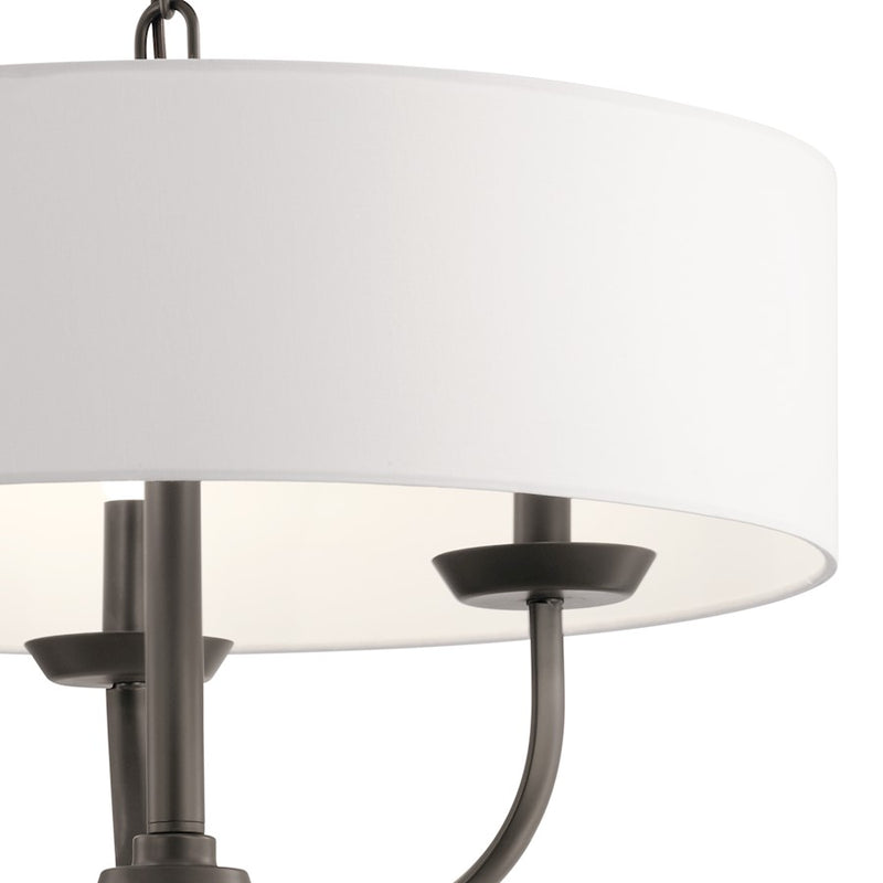 Kichler Kennewick 20in 3-Light Chandelier | Traditional Olde Bronze and White Fabric Shade | Dining Room & Living Room | 20 x 15 in | Model 52384OZ