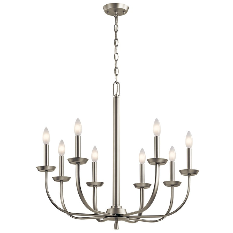 Kichler Kennewick 8-Light Chandelier | Traditional Olde Bronze Steel | Dining Room & Living Room | 27in Wide, 25in H | Model 52388OZ