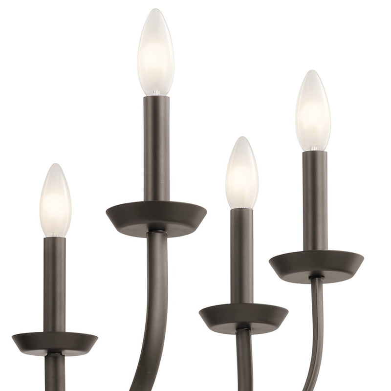 Kichler Kennewick 8-Light Chandelier | Traditional Olde Bronze Steel | Dining Room & Living Room | 27in Wide, 25in H | Model 52388OZ