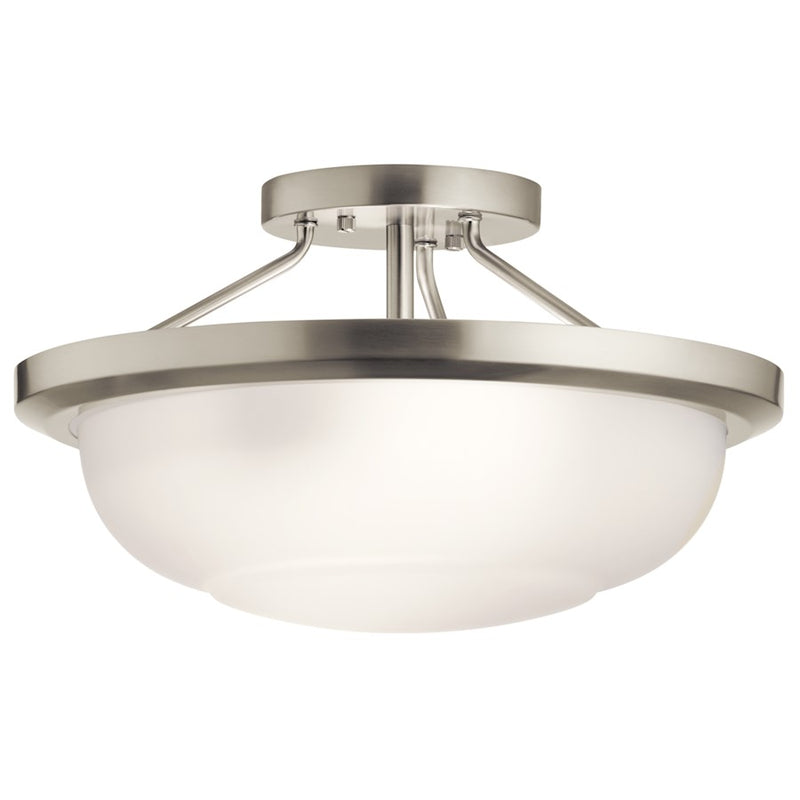 Kichler Ritson 2-Light Semi-Flush Mount | Traditional Olde Bronze and Satin Etched Glass | Bedroom & Hallway Ceiling Light | 14 x 8 in | Model 52396OZ