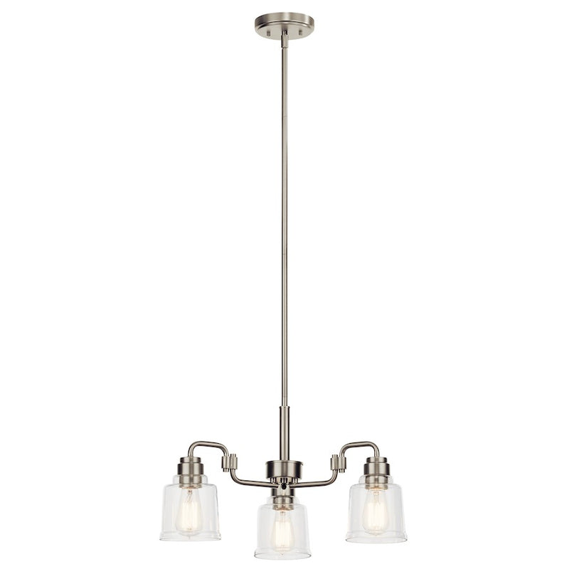 Kichler Aivian 30in 5-Light Chandelier | Industrial Brushed Nickel and Clear Glass | Dining Room & Living Room | 30 x 14 in | Model 52398NI