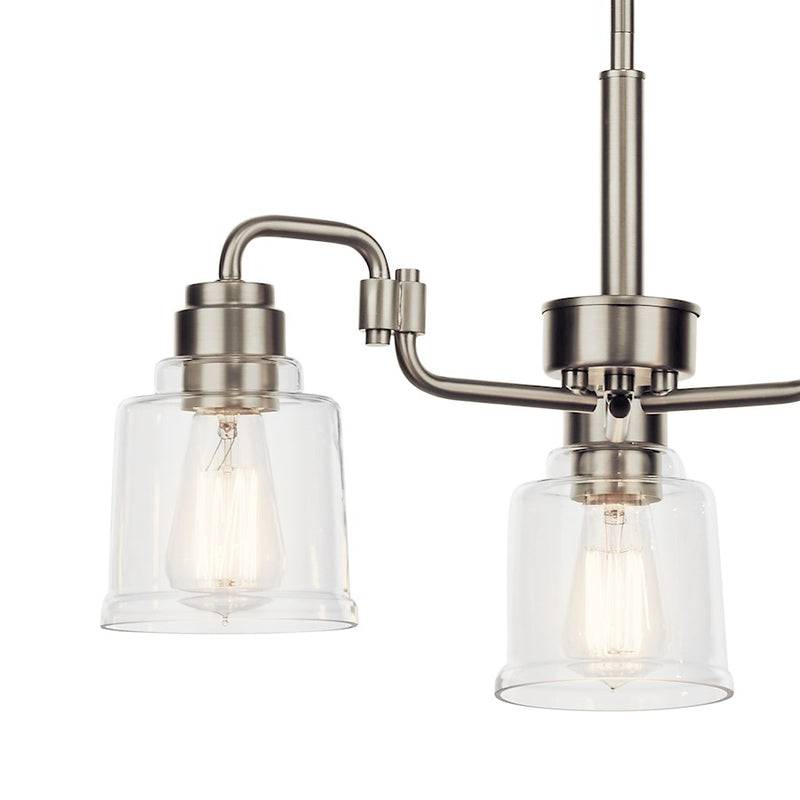 Kichler Aivian 30in 5-Light Chandelier | Industrial Brushed Nickel and Clear Glass | Dining Room & Living Room | 30 x 14 in | Model 52398NI