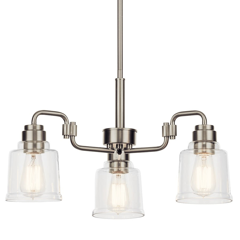 Kichler Aivian 30in 5-Light Chandelier | Industrial Brushed Nickel and Clear Glass | Dining Room & Living Room | 30 x 14 in | Model 52398NI