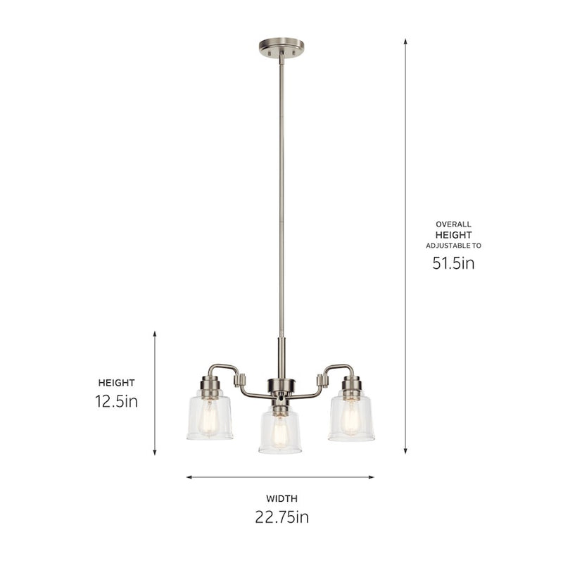 Kichler Aivian 30in 5-Light Chandelier | Industrial Brushed Nickel and Clear Glass | Dining Room & Living Room | 30 x 14 in | Model 52398NI