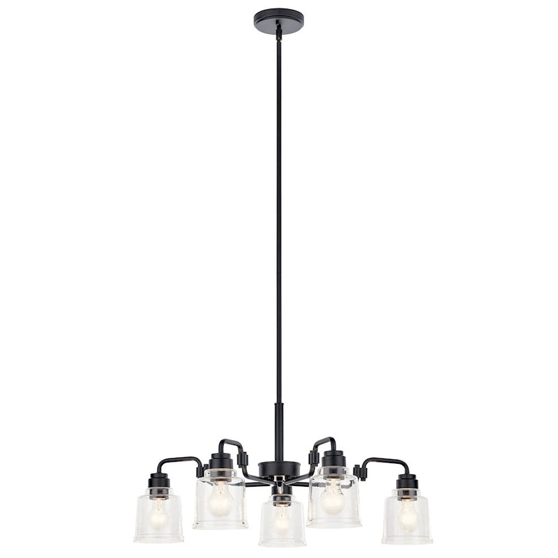 Kichler Aivian 30in 5-Light Chandelier | Industrial Brushed Nickel and Clear Glass | Dining Room & Living Room | 30 x 14 in | Model 52398NI