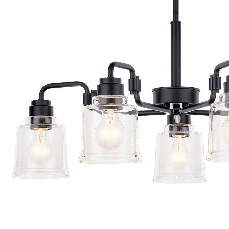 Kichler Aivian 30in 5-Light Chandelier | Industrial Brushed Nickel and Clear Glass | Dining Room & Living Room | 30 x 14 in | Model 52398NI