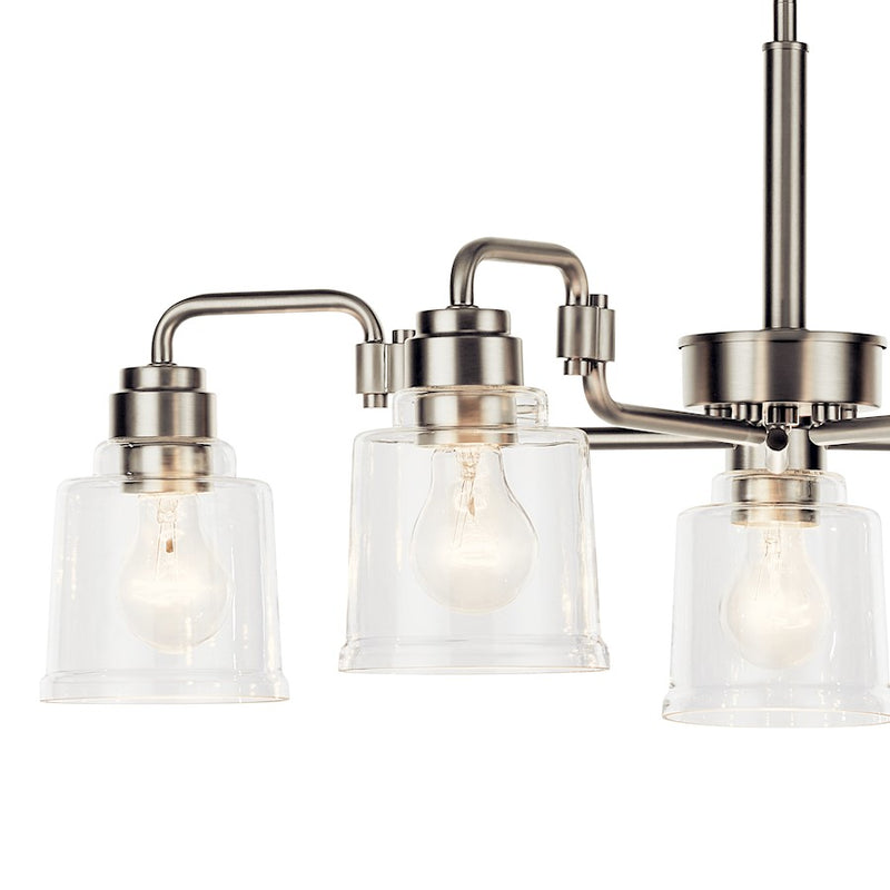 Kichler Aivian 30in 5-Light Chandelier | Industrial Brushed Nickel and Clear Glass | Dining Room & Living Room | 30 x 14 in | Model 52398NI