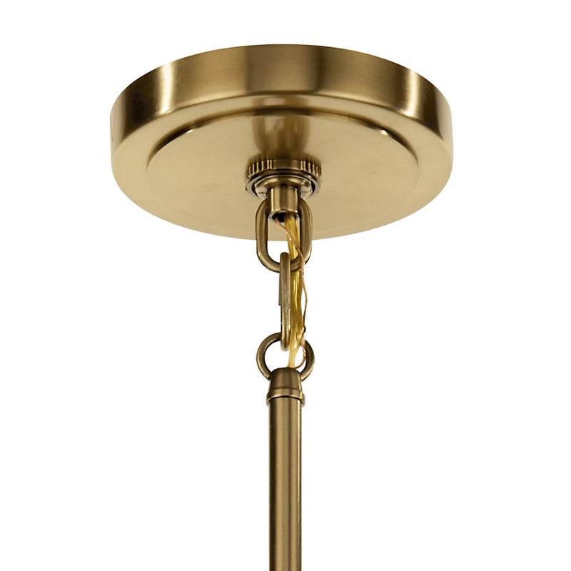 Kichler Eastmont 32in 5-Light Chandelier | Brushed Brass and Walnut Wood with Clear Glass | Dining Room & Living Room | Model 52403BNB