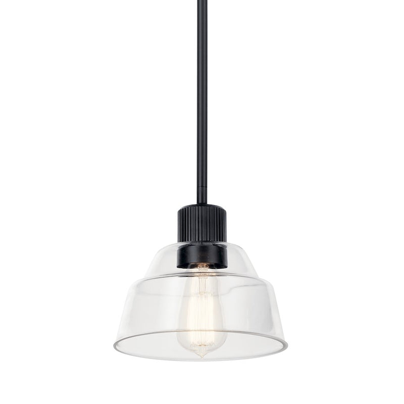 Kichler Eastmont 8in 1-Light Mini Pendant | Brushed Brass Steel and Clear Glass | Kitchen Island & Dining Room | 8 x 7.25 in | Model 52405BNB