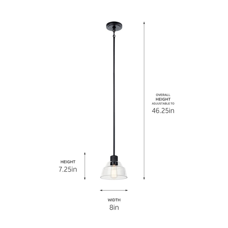 Kichler Eastmont 8in 1-Light Mini Pendant | Brushed Brass Steel and Clear Glass | Kitchen Island & Dining Room | 8 x 7.25 in | Model 52405BNB
