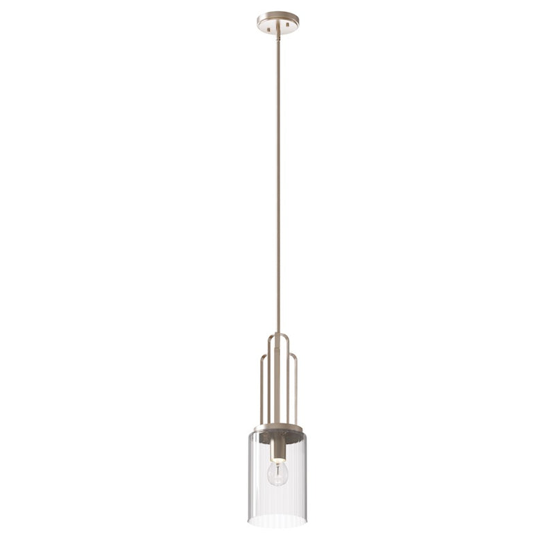 Kichler Kimrose 7in 1-Light Mini Pendant | Art Deco Polished Nickel Steel | Kitchen Island & Hallway | 7 x 22.5 in | Model 52414PN