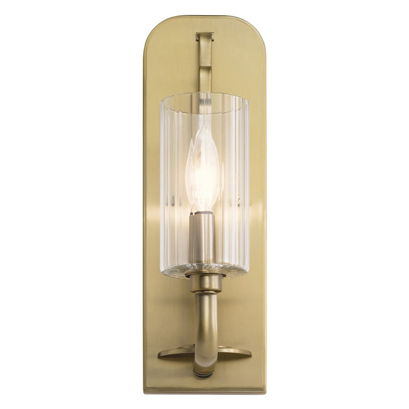 Kichler Kimrose 14in 1-Light Wall Sconce | Art Deco Polished Nickel Steel | Hallway & Living Room Accent | 4.5 x 14 x 6.25 in | Model 52415PN