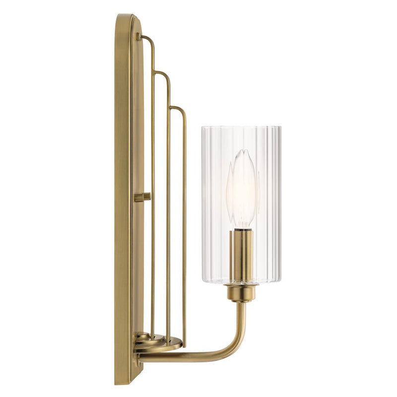 Kichler Kimrose 14in 1-Light Wall Sconce | Art Deco Polished Nickel Steel | Hallway & Living Room Accent | 4.5 x 14 x 6.25 in | Model 52415PN